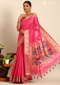 Pink Paithani Pattern Tussar Saree - Taashi