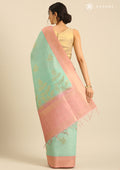 Pastel Green Leaf Woven Tussar Saree - Taashi