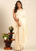 Cream Jaal Woven Tussar Saree - Taashi