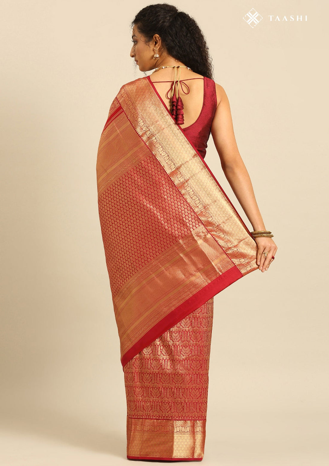 Maroon Pure Silk Kanjivaram Saree