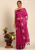 Violet Jacquard Pattern Placement Tussar Saree - Taashi