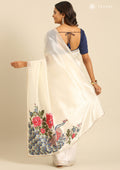 OffWhite Tissue Saree EmboideRed On The Pallu - Taashi