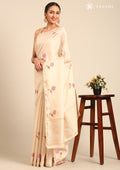 Cream Fancy Embroidery Tussar Saree - Taashi