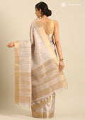 Pastel Beige TextuRed Foil Printed Tussar Saree - Taashi