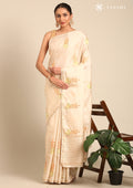 Cream Fancy Embroidery Tussar Saree - Taashi