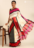 Multicolor Abstract Printed Chiffon Saree - Taashi