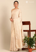 Cream Fancy Embroidery Tussar Saree - Taashi