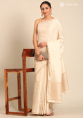 Cream Fancy Embroidery Tussar Saree - Taashi
