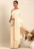 Cream Traditional Woven Tussar Saree - Taashi