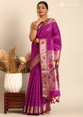 Magenta Paithani Pattern Tussar Saree - Taashi