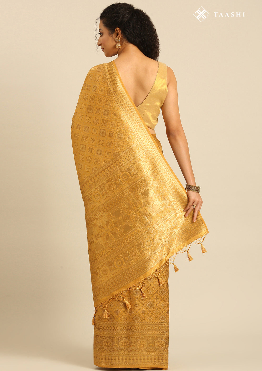 Mustard Yellow Banarasi Silk Weave Saree
