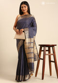 Blue Traditional Zari Butta Woven Tussar Saree - Taashi