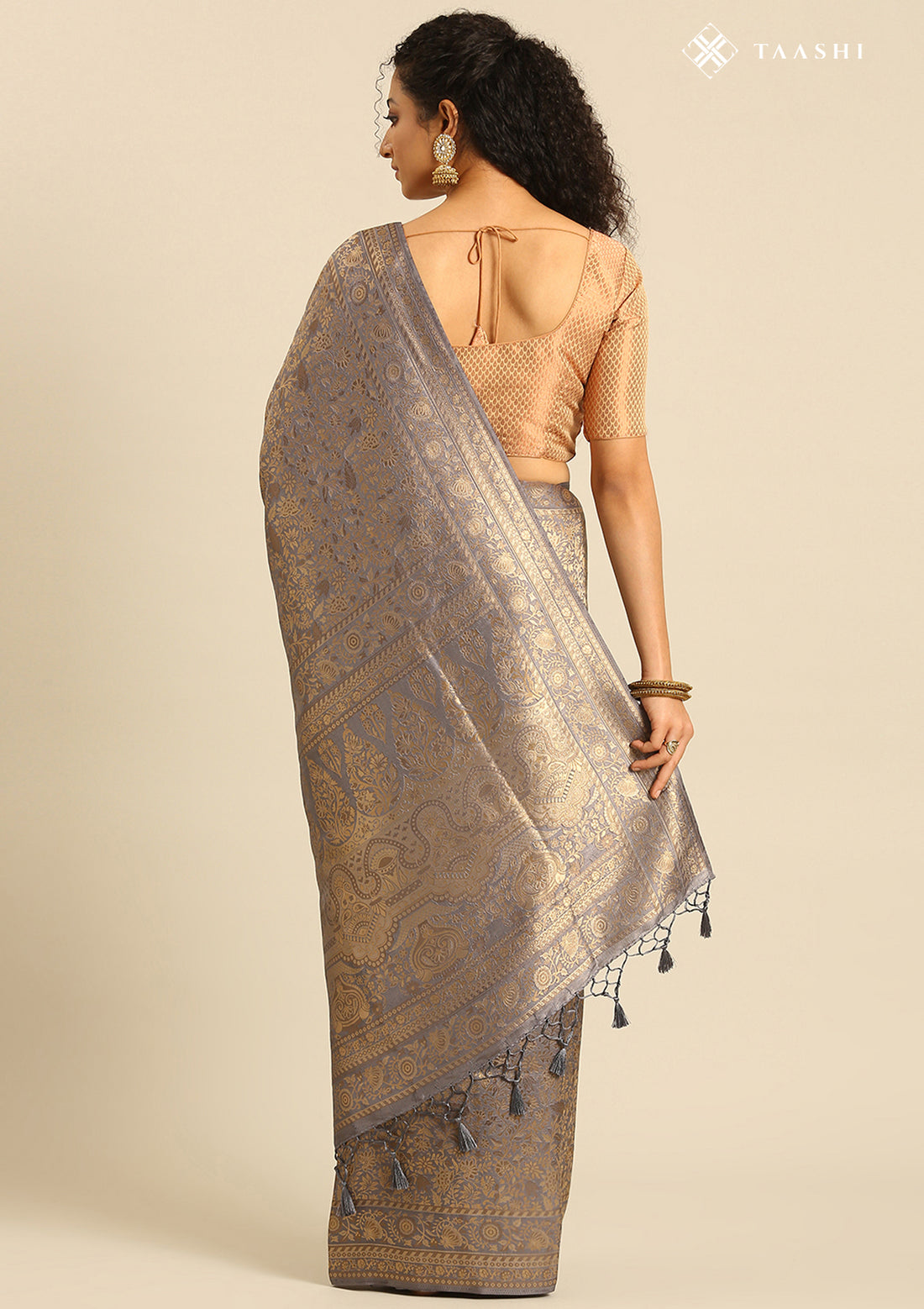 Grey Banarasi Silk Weave Saree
