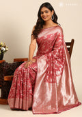 Dusty Pink Jaal Woven Tussar Saree - Taashi