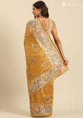 Amber Gold Nature InspiRed Embroiderd Tissue Saree - Taashi
