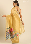 Metallic Gold Tissue Saree EmboideRed On The Pallu - Taashi