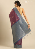 Dusty Purple Floral Woven Tussar Saree - Taashi