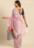 Lavender Gold Tissue Saree EmboideRed On The Pallu - Taashi