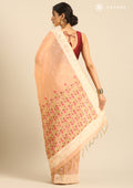 Peach Woven Butta Linen Saree - Taashi