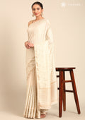 Cream Fancy Embroidery Tussar Saree - Taashi