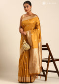 Mustard Yellow Traditional Pattern Woven Tussar Saree - Taashi