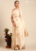 Cream Fancy Embroidery Tussar Saree - Taashi