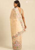 Ivory Floral EmbroideRed Tissue Saree - Taashi
