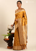 Mustard Traditional Woven Tussar Saree - Taashi
