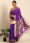 Purple Paithani Pattern Tussar Saree - Taashi