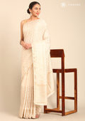 Cream Fancy Embroidery Tussar Saree - Taashi