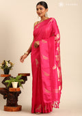 Magenta Placement Jacquard Woven Tussar Saree - Taashi