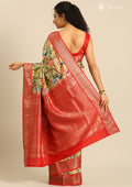 Green Nature InspiRed Printed Silk Saree - Taashi