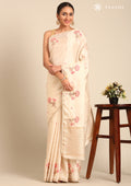 Cream Fancy Embroidery Tussar Saree - Taashi