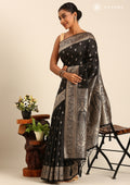 Black Traditional Woven Tussar Saree - Taashi