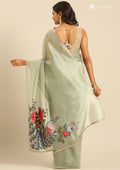 Pista Green Tissue Saree EmboideRed On The Pallu - Taashi