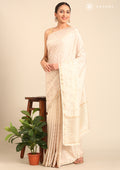Cream Fancy Embroidery Tussar Saree - Taashi