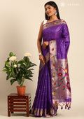 Violet Paithani Pattern Tussar Saree - Taashi