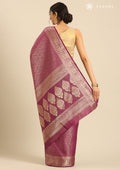 Purple Brocade Crepe Saree - Taashi