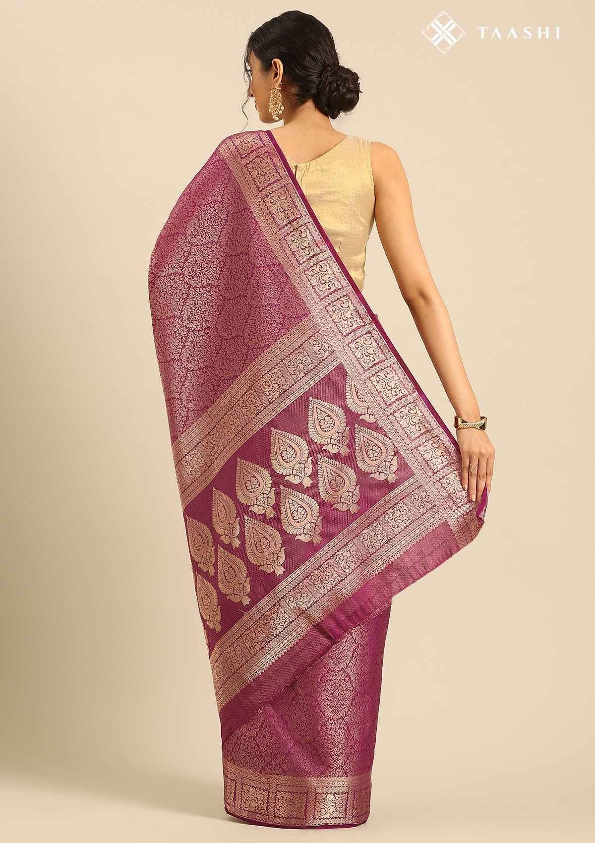 Purple Semi Crepe Saree