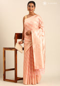 Pastel Peach Traditional Woven Tussar Saree - Taashi