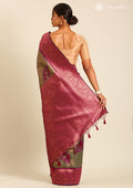 Emerald Green Tissue Brocade Weaving Silk Saree - Taashi