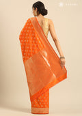 Orange Allover Butta Weaving Silk Saree - Taashi