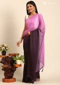 Purple Ombre Striped Chiffon Saree - Taashi