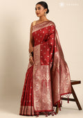 Maroon Traditional Woven Tussar Saree - Taashi