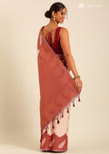 Rose Gold Tissue Brocade Weaving Silk Saree - Taashi