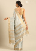 Pastel Blue TextuRed Foil Printed Tussar Saree - Taashi