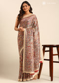 Tussar X Red Madhubani Printed Art Tussar Matka Silk Saree - Taashi