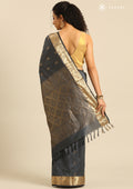 Dark Grey Butta Kanchipuram Saree - Taashi