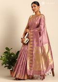 Mauve Traditional Zari Woven Tussar Saree - Taashi