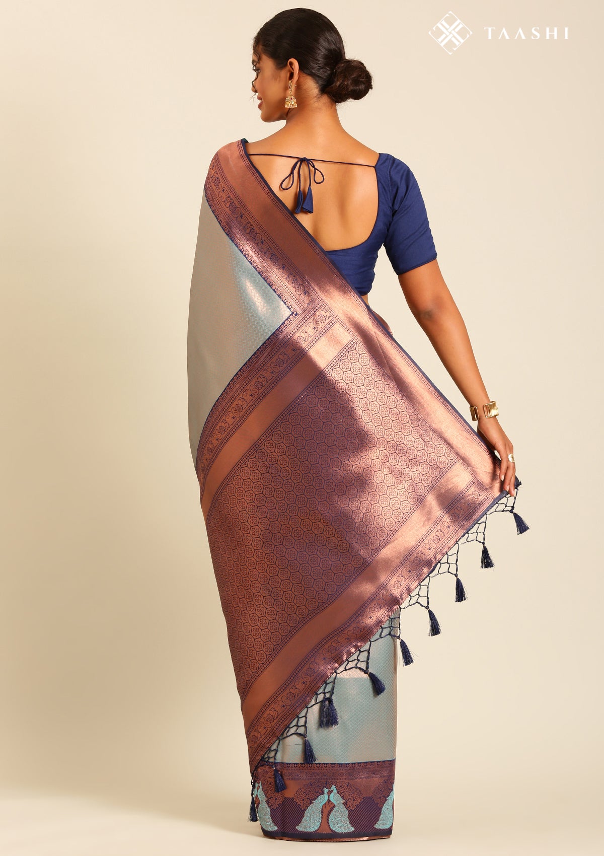Green Saree With Gold Zari
